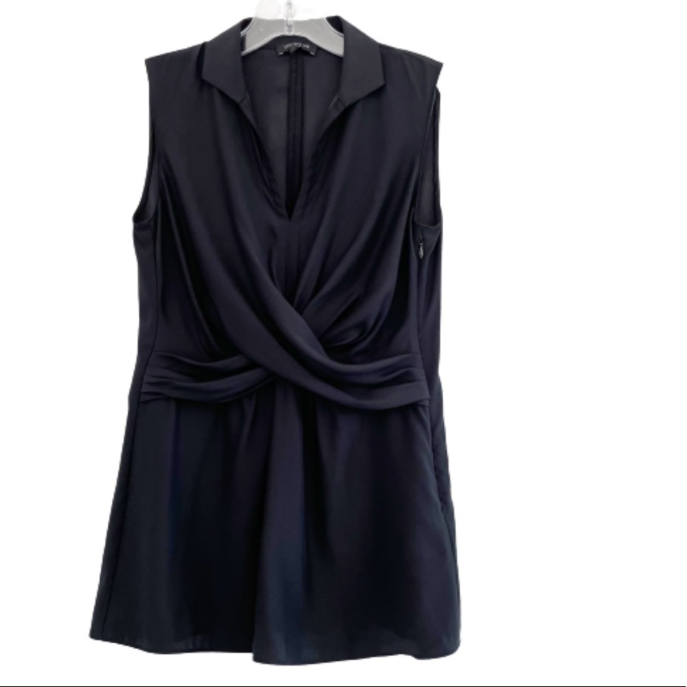 Lafayette 148 Silk Sleeveless Blouse Ruched Front Top 0